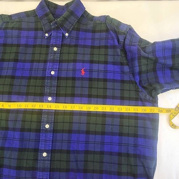 Ralph Lauren Long-Sleeve Button-up Men's Shirt Size Large Plaid Blue - Picture 5 of 7